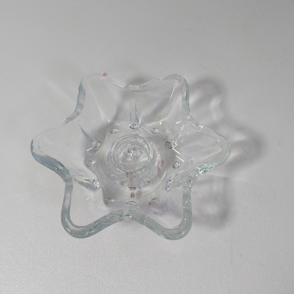Vintage Anchor Hocking‎ 6 Point Shape Clear Glass Candlestick Holder